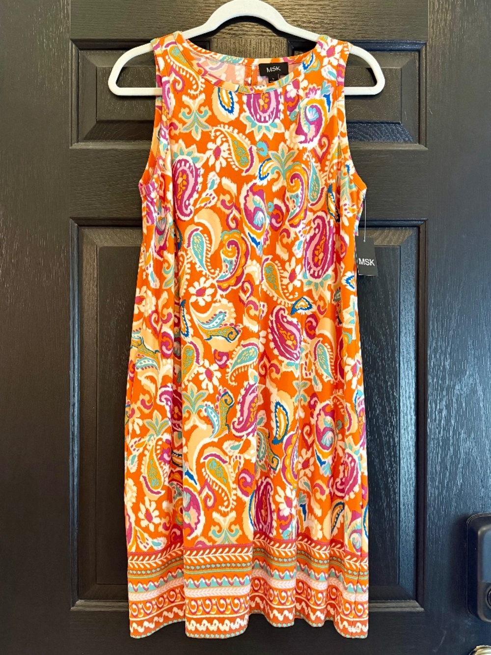 MSK Dragon Fire Paisley Shift Dress NWT Sleeveless Keyhole 3935594Y